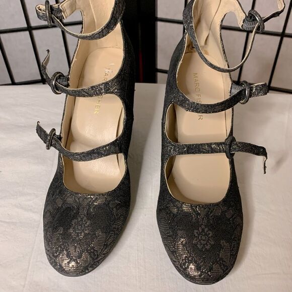Marc Fisher black gold high heel women’s shoes - Picture 1 of 7